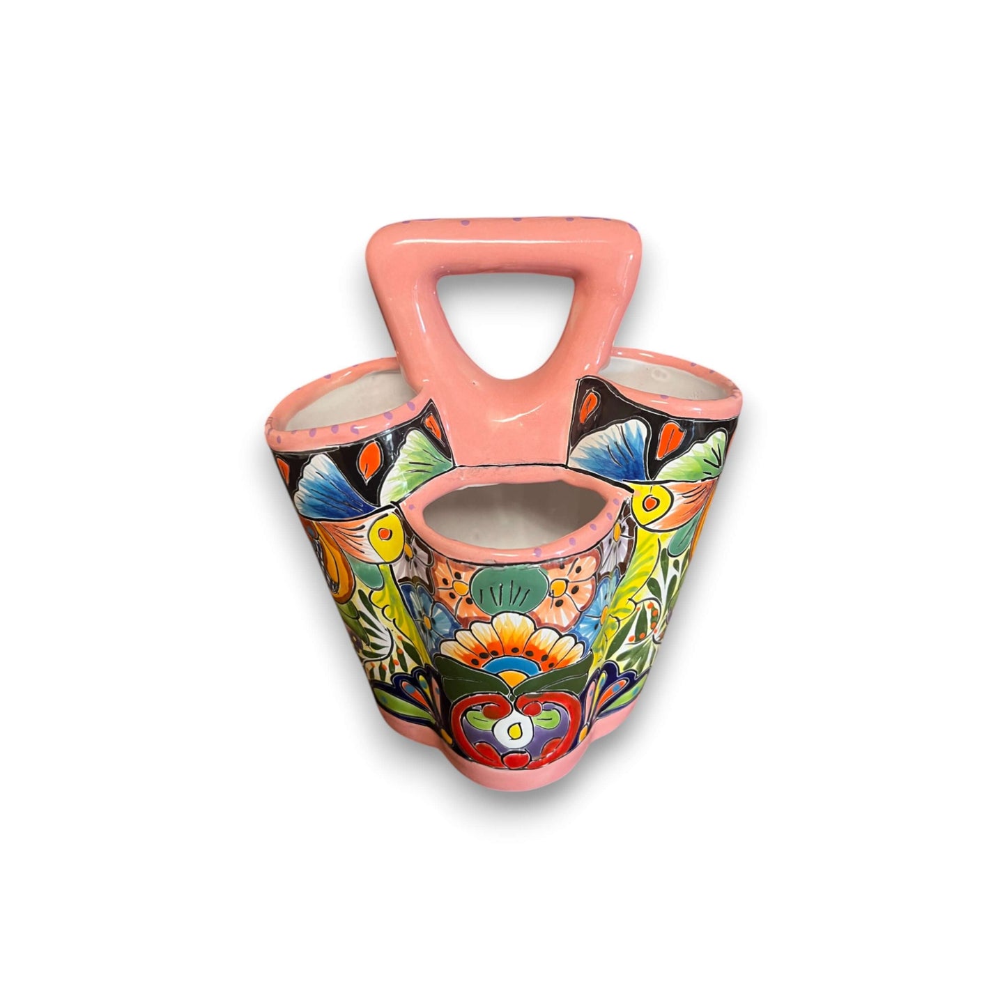Talavera Utensil Holder Hand-Painted Mexican Kitchen Organizer - - Talavera Utensil Holder