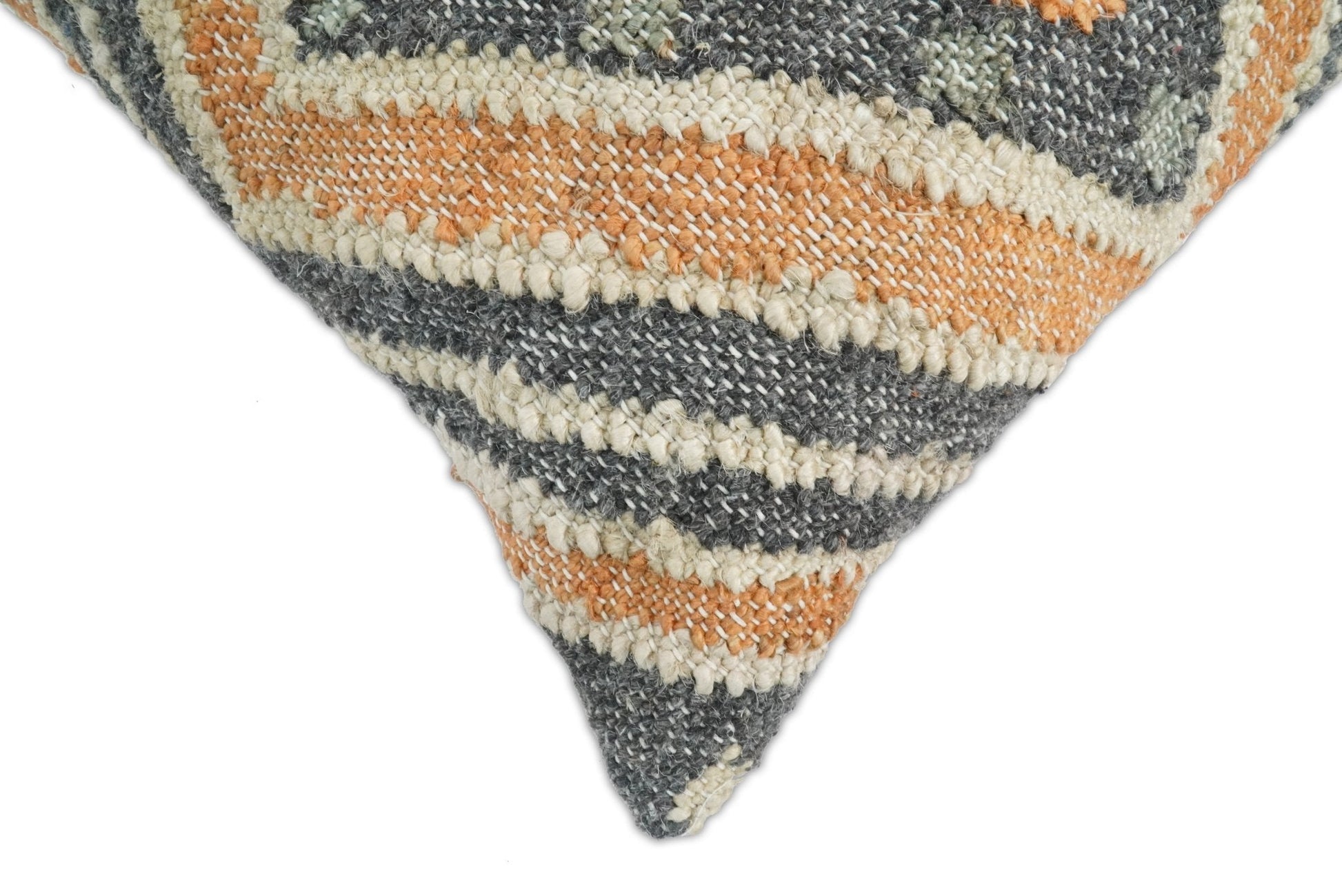 Hand Woven Boho Rust and Charcoal Jute and Wool Tribal Accent Pillow, Cushion | PL11 - - All Products