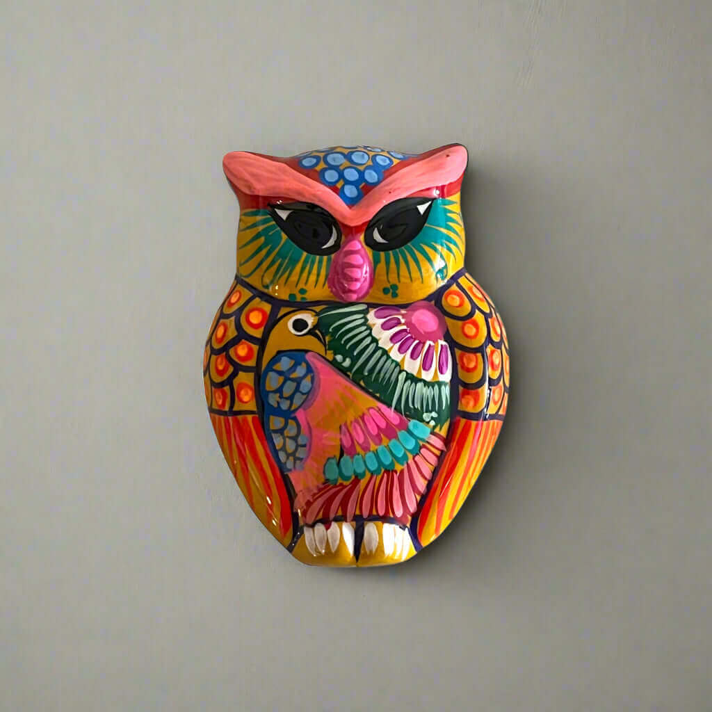 Small Guerrero Owl Wall Decor | Handmade Mexican Ceramic Accent- The Talavera Hub- {{Product type}}