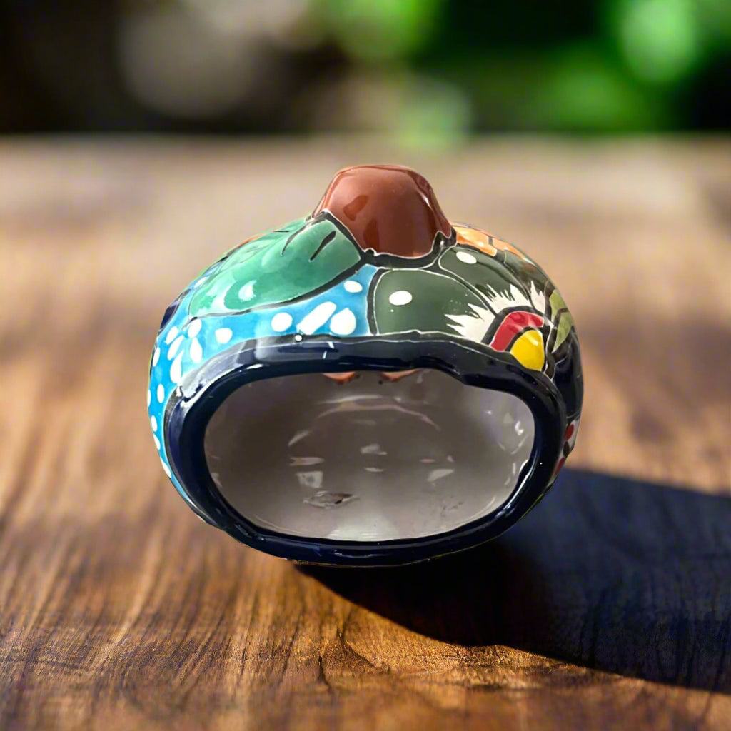 Mini Talavera Pumpkin Handmade Mexican Jack-O'-Lantern - - Talavera Statue