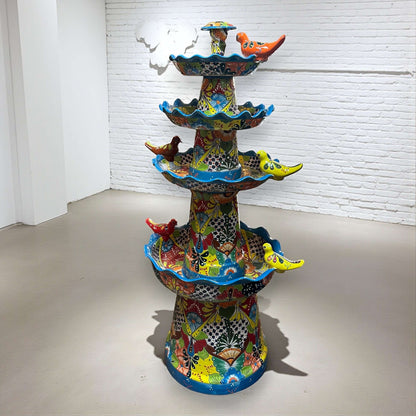 Grand Talavera Garden Fountain Handmade Mexican Art - - Talavera Fountain