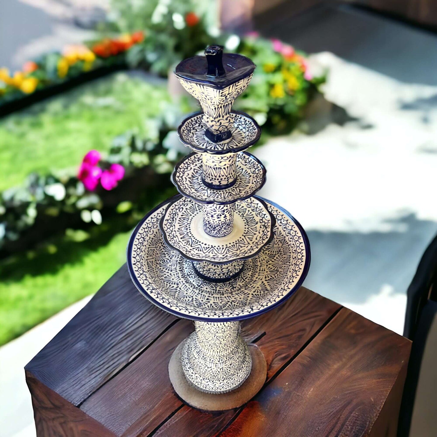 Handmade Talavera Fountain Vibrant Mexican Artwork - - Talavera Fountain