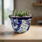 Talavera Flower Pot Handmade Blue & White Mexican Ceramic - - Talavera Flower Pot