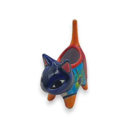Vibrant Talavera Cat Planter Handmade Mexican Pottery - - Talavera Planter