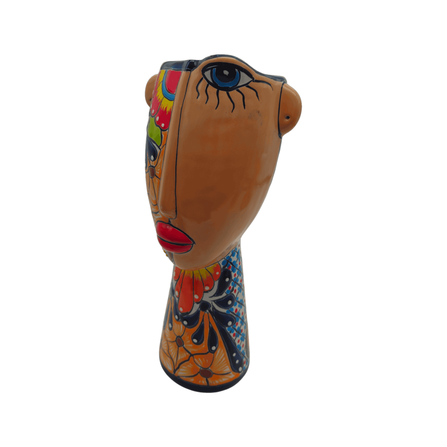 Talavera Lady Planter Handmade Mexican Folk Art - - Talavera Planter