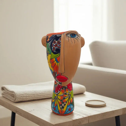Talavera Lady Planter Handmade Mexican Folk Art - - Talavera Planter