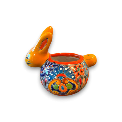 Talavera Rabbit Planter Handmade Mexican Bunny Pot - - Talavera Figurine