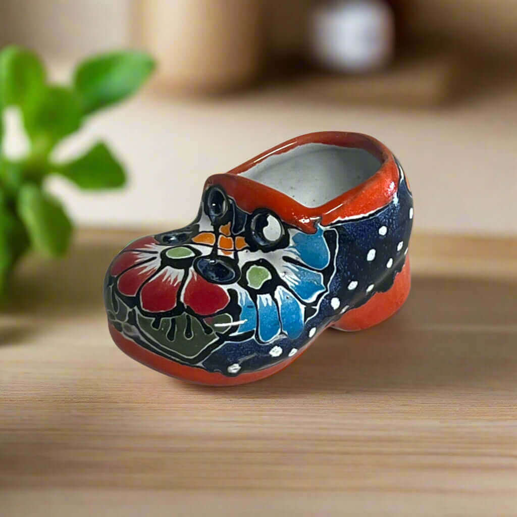 Vibrant Talavera Shoe Planter Handmade Mexican Pottery - - Talavera Planter