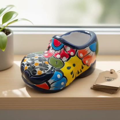 Vibrant Talavera Shoe Planter Handmade Mexican Pottery - - Talavera Planter