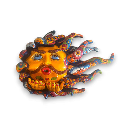 Handmade Talavera Sun Face Colorful Mexican Wall Art - - Talavera Wall Art