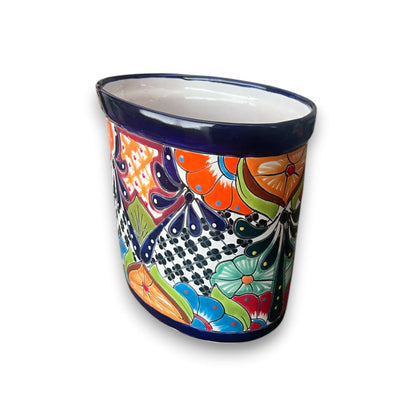 Colorful Talavera Trash Can Handmade Mexican Waste Bin - - wastebaskets