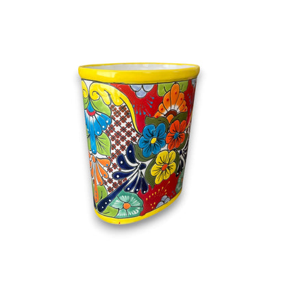 Colorful Talavera Trash Can Handmade Mexican Waste Bin - - wastebaskets
