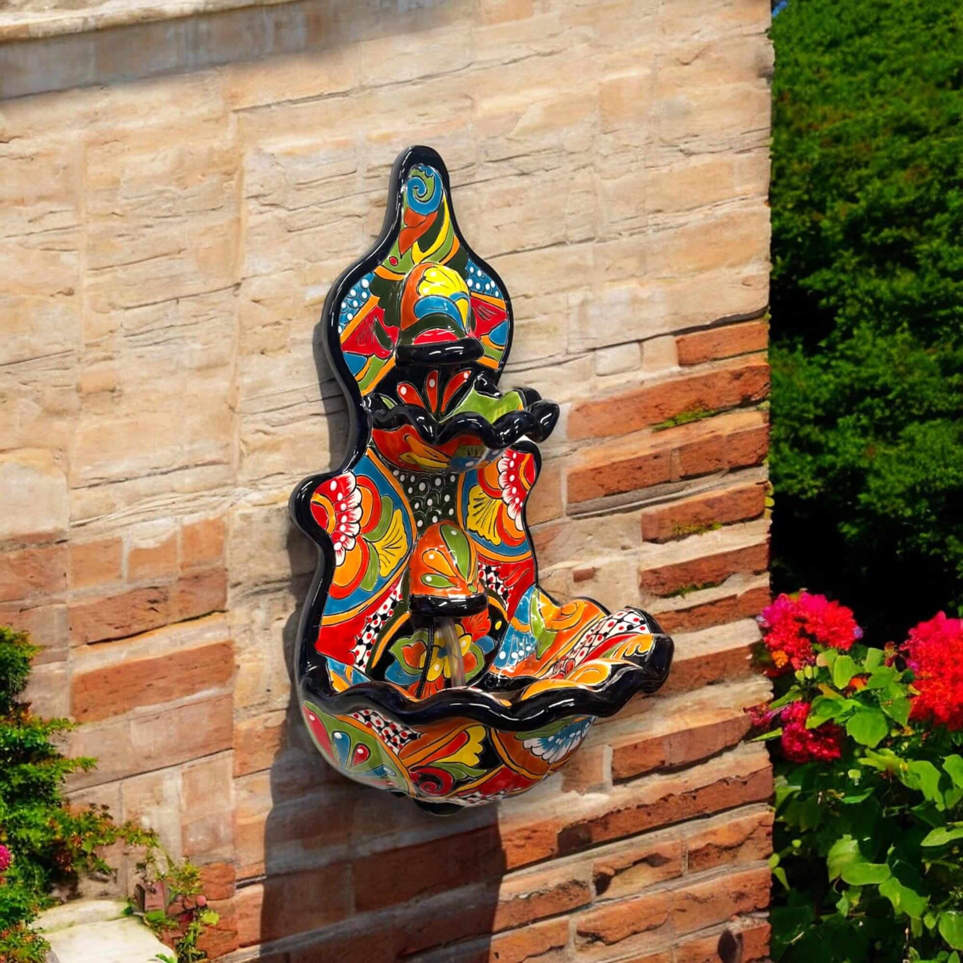Handmade Mexican Talavera Wall Fountain Authentic Art Decor - - Talavera Fountain