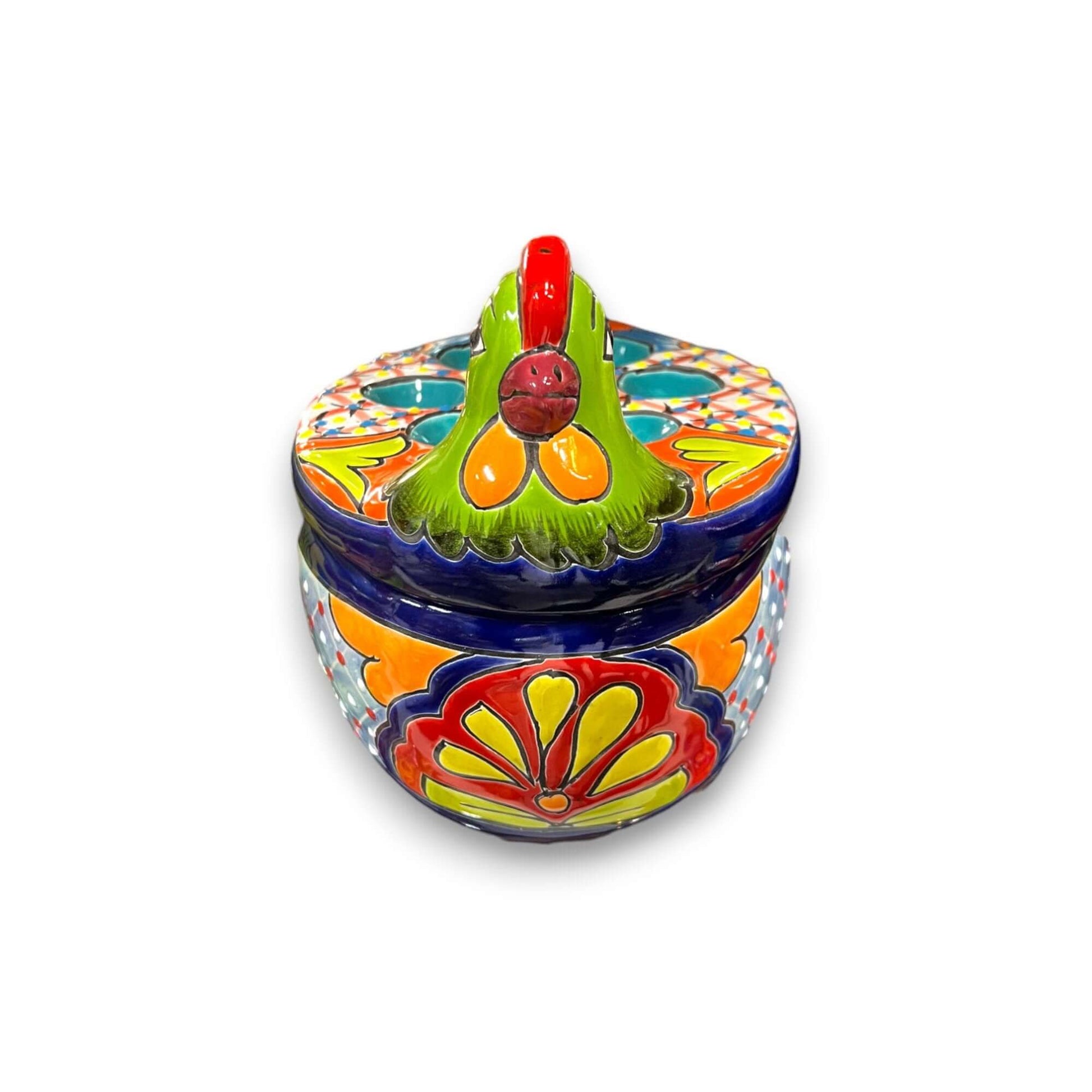 Talavera Chicken Egg Crate Handmade Ceramic Egg Holder - - Talavera Egg Crate
