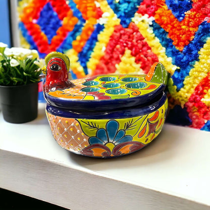Talavera Chicken Egg Crate Handmade Ceramic Egg Holder - - Talavera Egg Crate