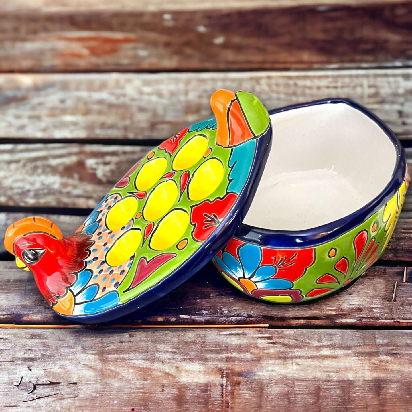 Talavera Chicken Egg Crate Handmade Ceramic Egg Holder - - Talavera Egg Crate