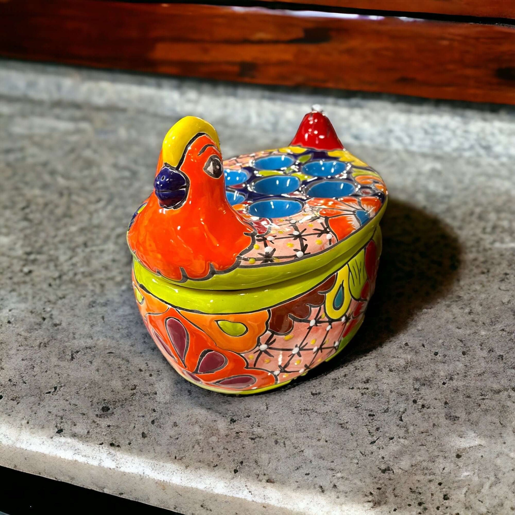 Talavera Chicken Egg Crate Handmade Ceramic Egg Holder - - Talavera Egg Crate
