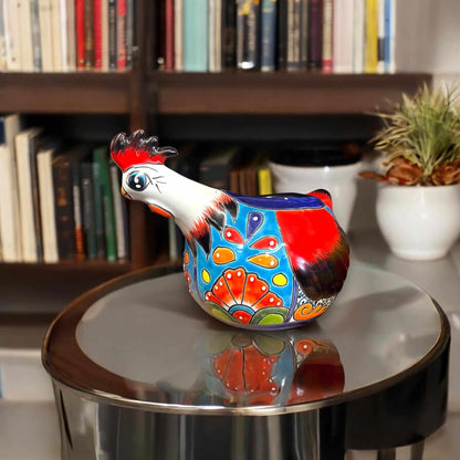 Talavera Chicken Planter Handmade Mexican Ceramic Pot - - Talavera Planter