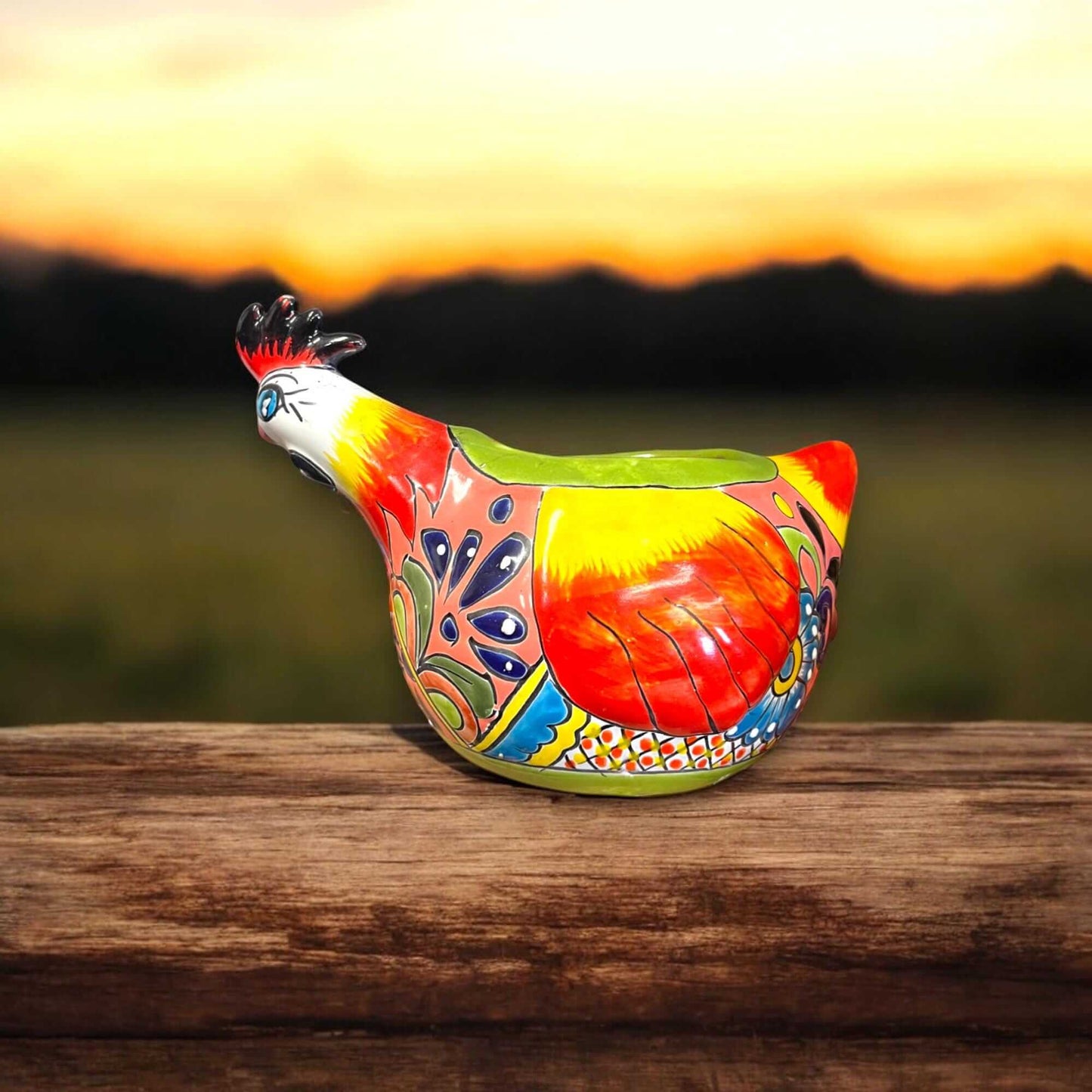 Talavera Chicken Planter Handmade Mexican Ceramic Pot - - Talavera Planter