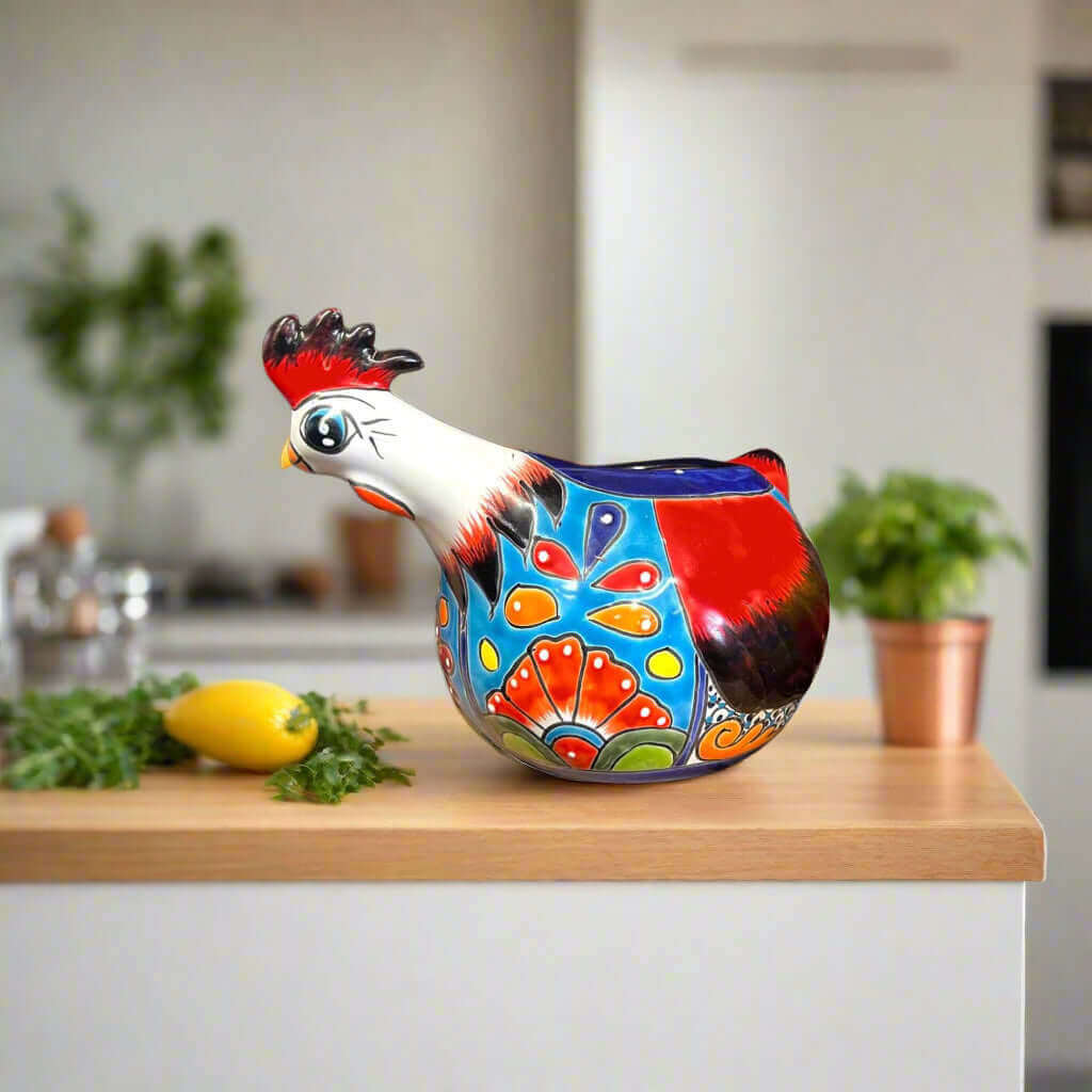 Talavera Chicken Planter Handmade Mexican Ceramic Pot - - Talavera Planter