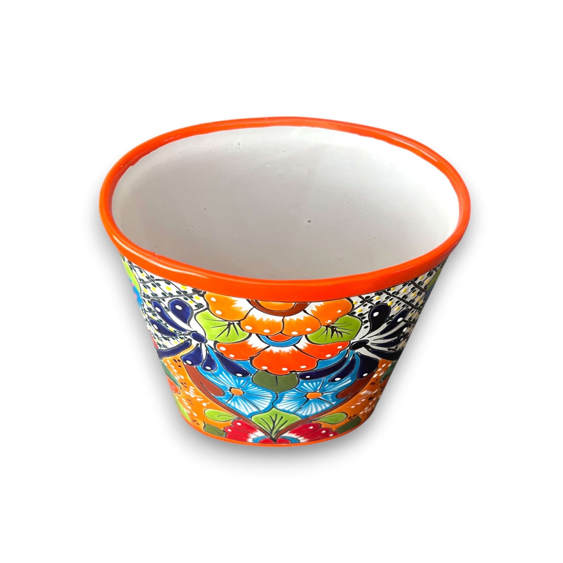 Colorful Talavera Trash Can Handmade Mexican Waste Bin - - wastebaskets