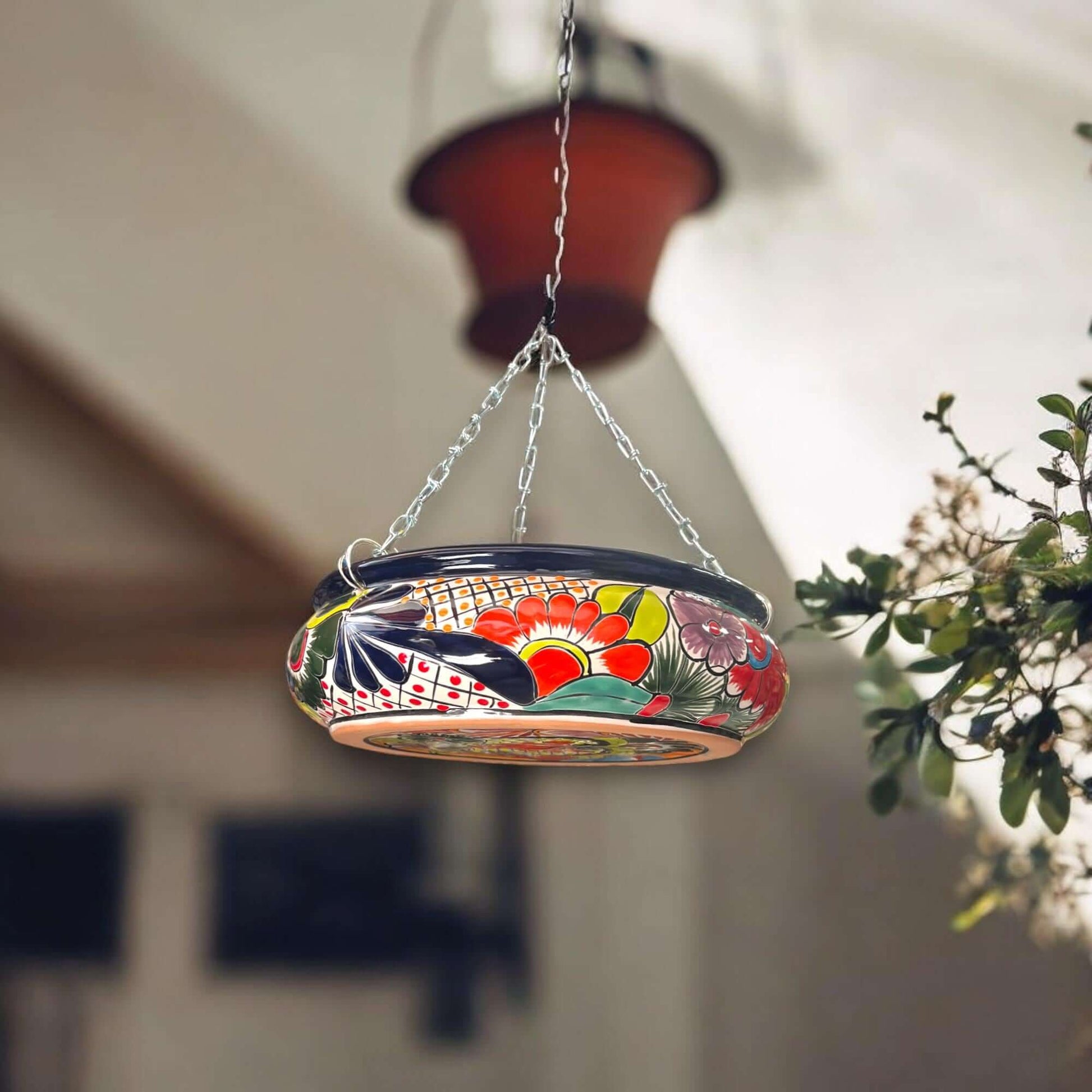 Handmade Talavera Hanging Flower Pot Mexican Planter for Home Decor - - Talavera Flower Pot