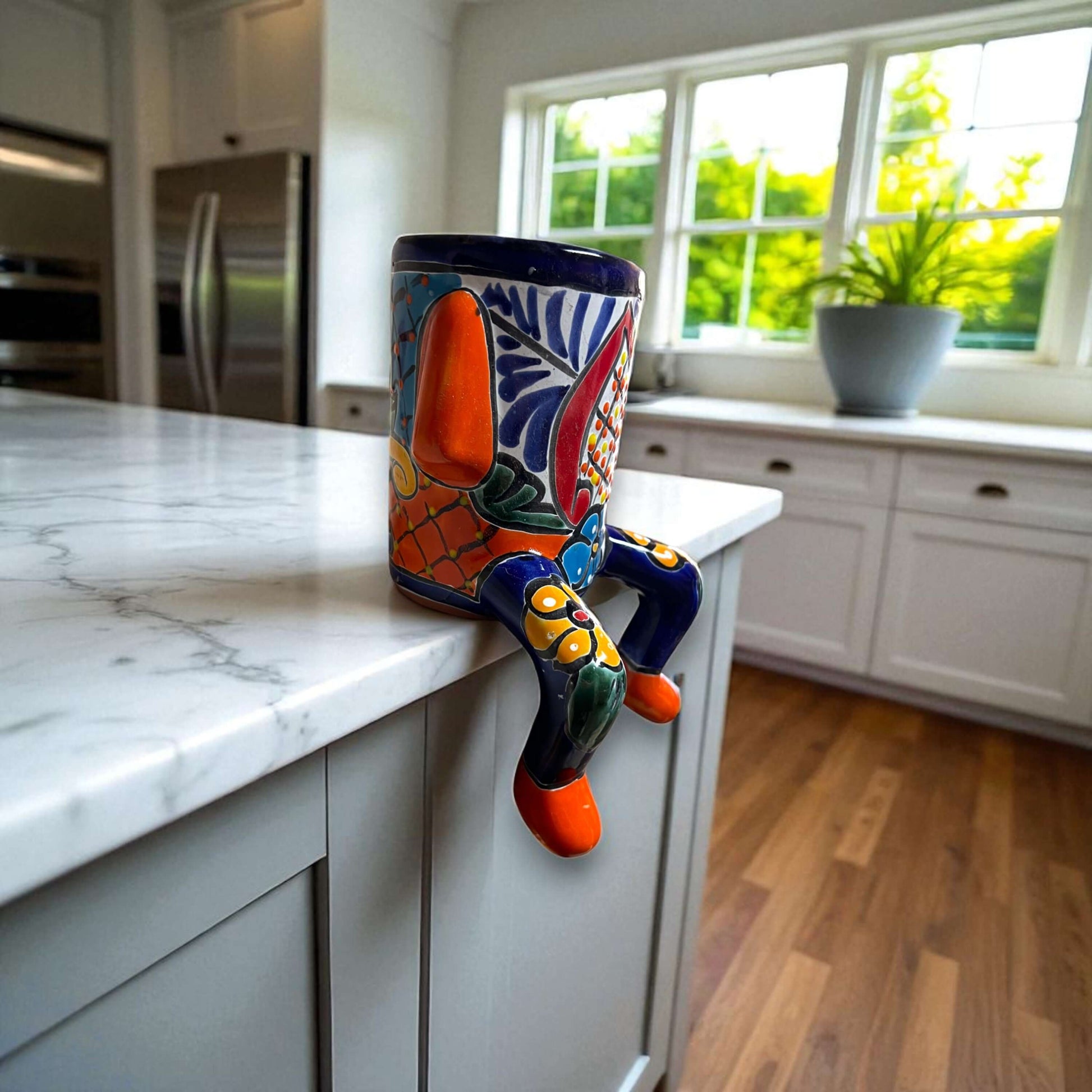 Talavera Person Planter Table Edge Pot with Arms and Legs - - planter