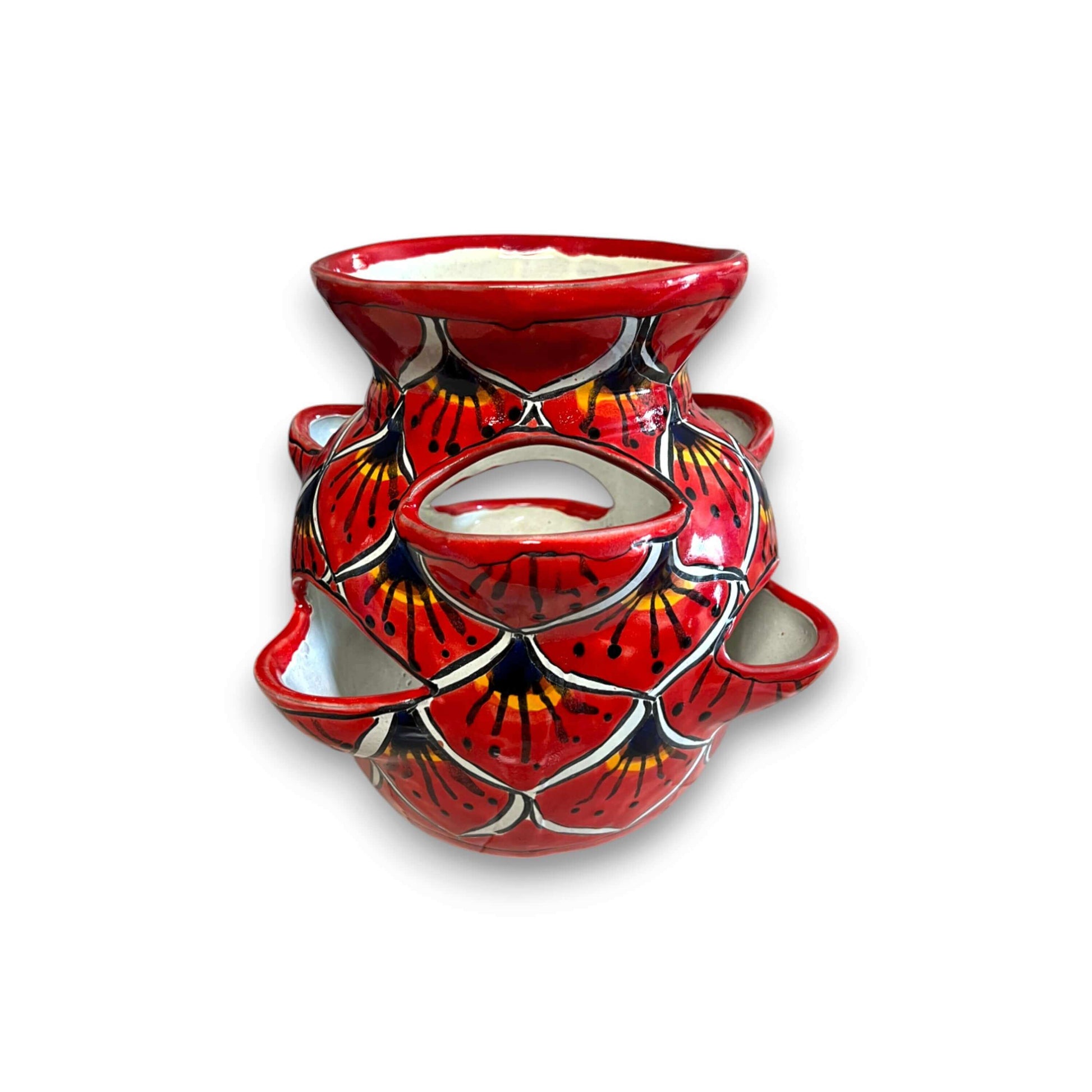 Talavera Strawberry Planter Red Peacock Design - - Talavera Planter
