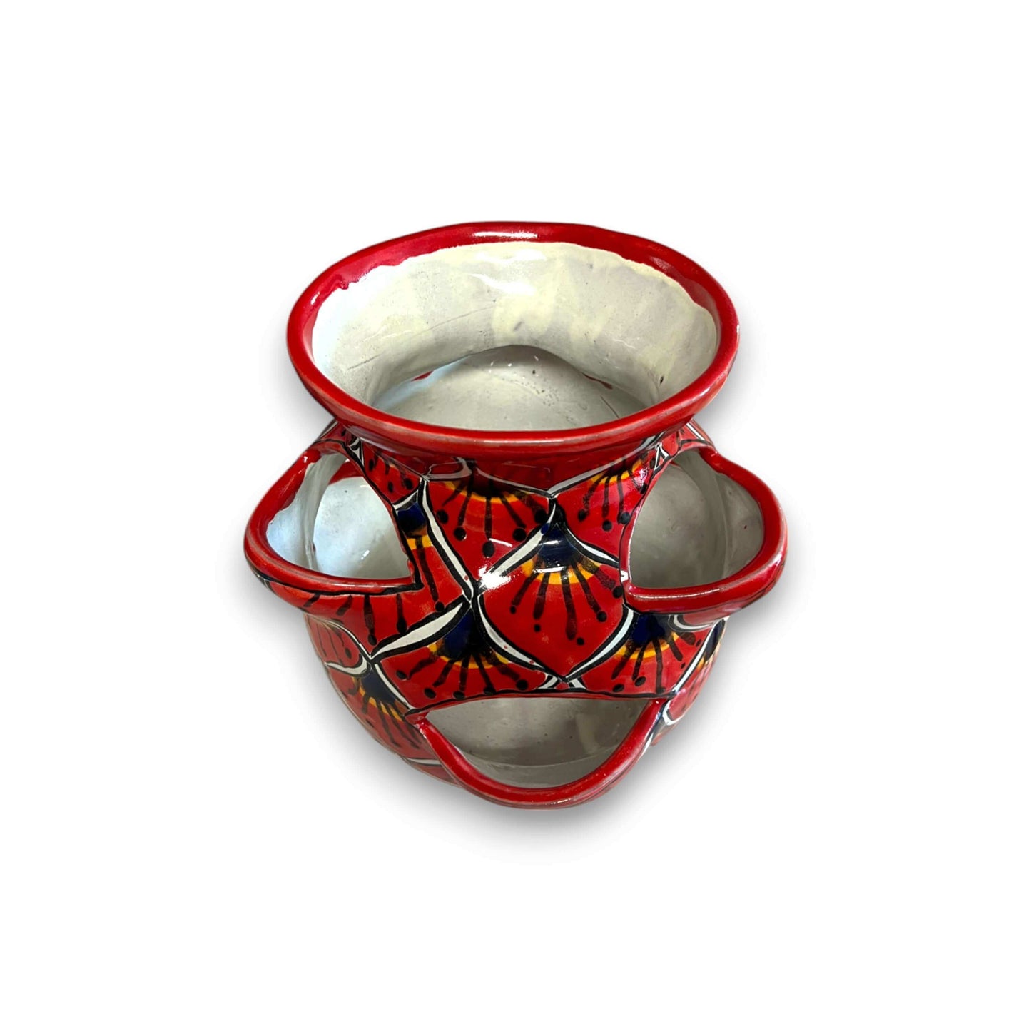 Talavera Strawberry Planter Red Peacock Design - - Talavera Planter