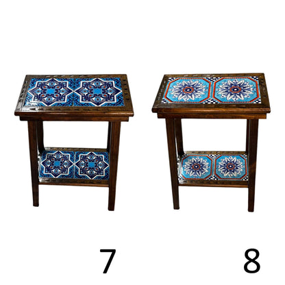 Talavera Tile End Table | Handmade Mexican Wood Accent Furniture- The Talavera Hub- {{Product type}}