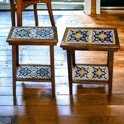 Talavera Tile End Table | Handmade Mexican Wood Accent Furniture- The Talavera Hub- {{Product type}}