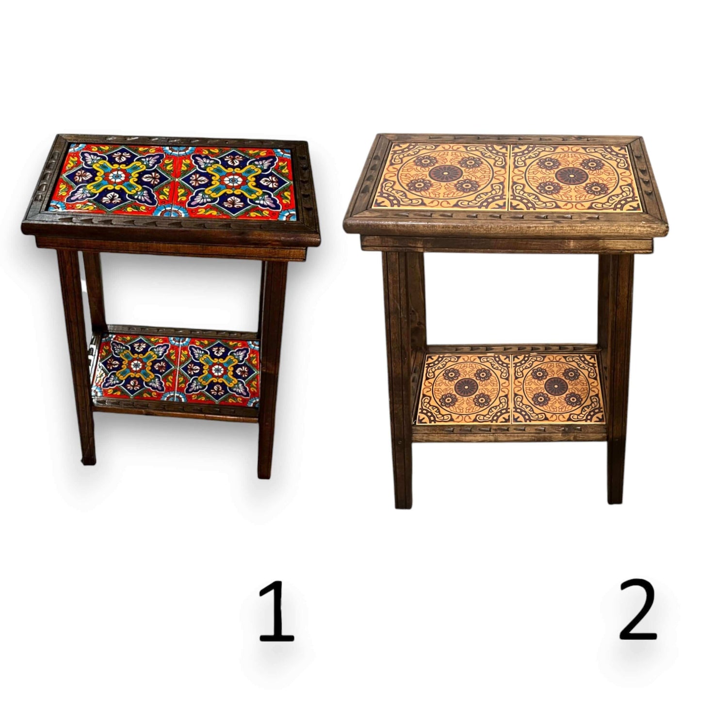 Talavera Tile End Table | Handmade Mexican Wood Accent Furniture- The Talavera Hub- {{Product type}}
