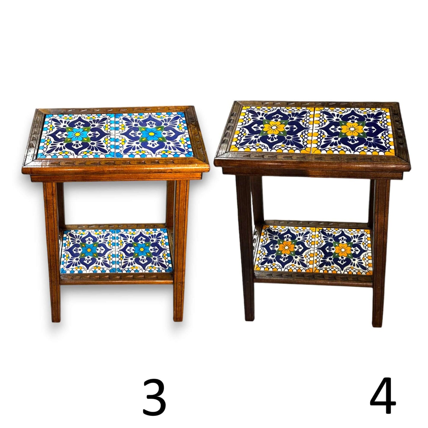 Talavera Tile End Table | Handmade Mexican Wood Accent Furniture- The Talavera Hub- {{Product type}}