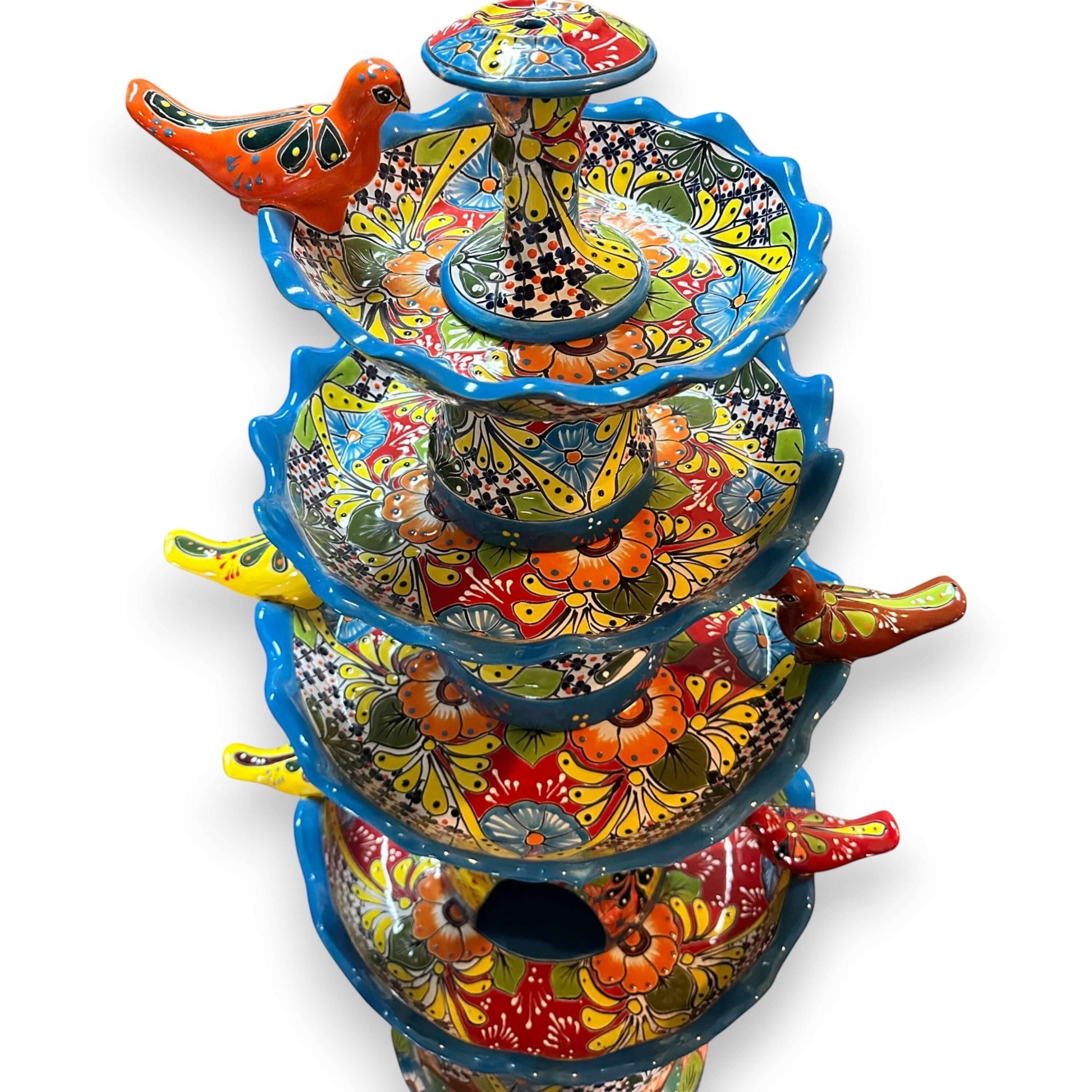 Grand Talavera Garden Fountain Handmade Mexican Art - - Talavera Fountain