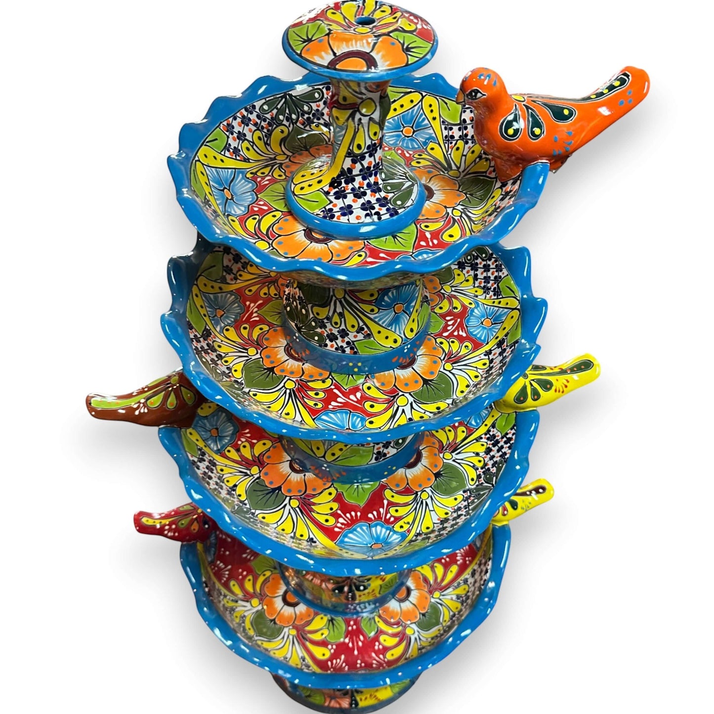 Grand Talavera Garden Fountain Handmade Mexican Art - - Talavera Fountain