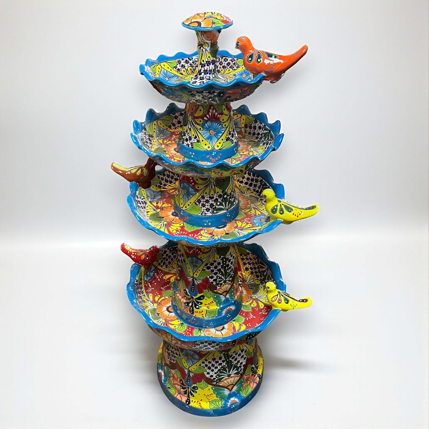 Grand Talavera Garden Fountain Handmade Mexican Art - - Talavera Fountain