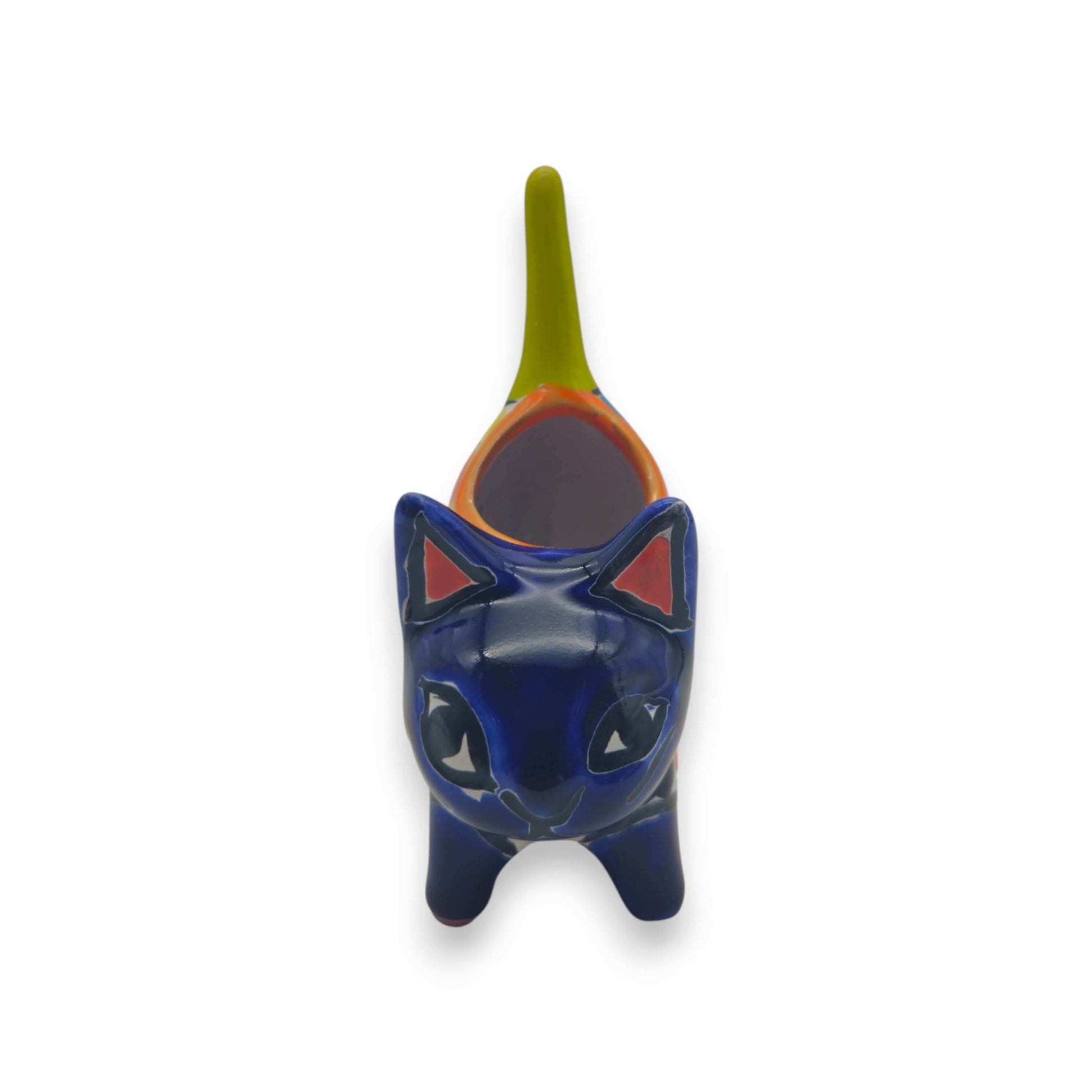 Vibrant Talavera Cat Planter Handmade Mexican Pottery - - Talavera Planter