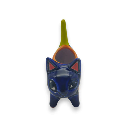 Vibrant Talavera Cat Planter Handmade Mexican Pottery - - Talavera Planter