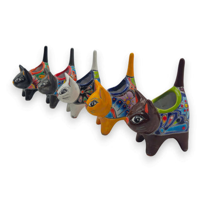 Colorful Talavera Cat Planter Mexican Ceramic Art - - Talavera Planter