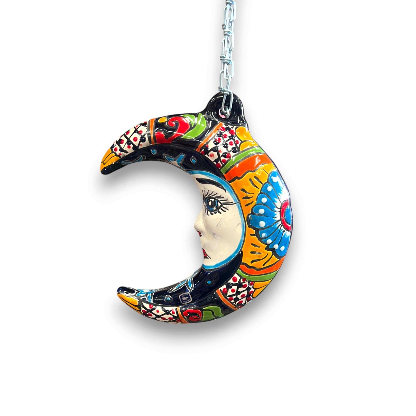 Talavera Crescent Moon Face Hanging Mexican Wall Art - - Talavera Wall Art