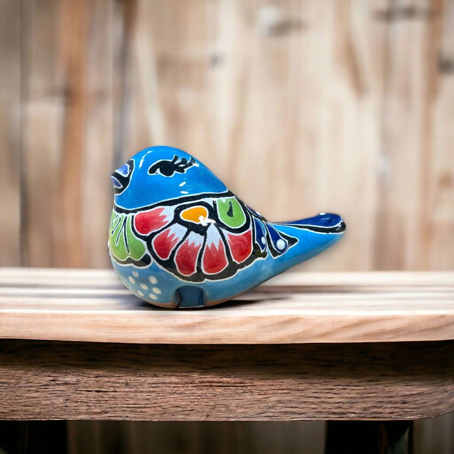 Talavera Pot Perching Bird Hand-Painted Mexican Accent - - Talavera Figurine