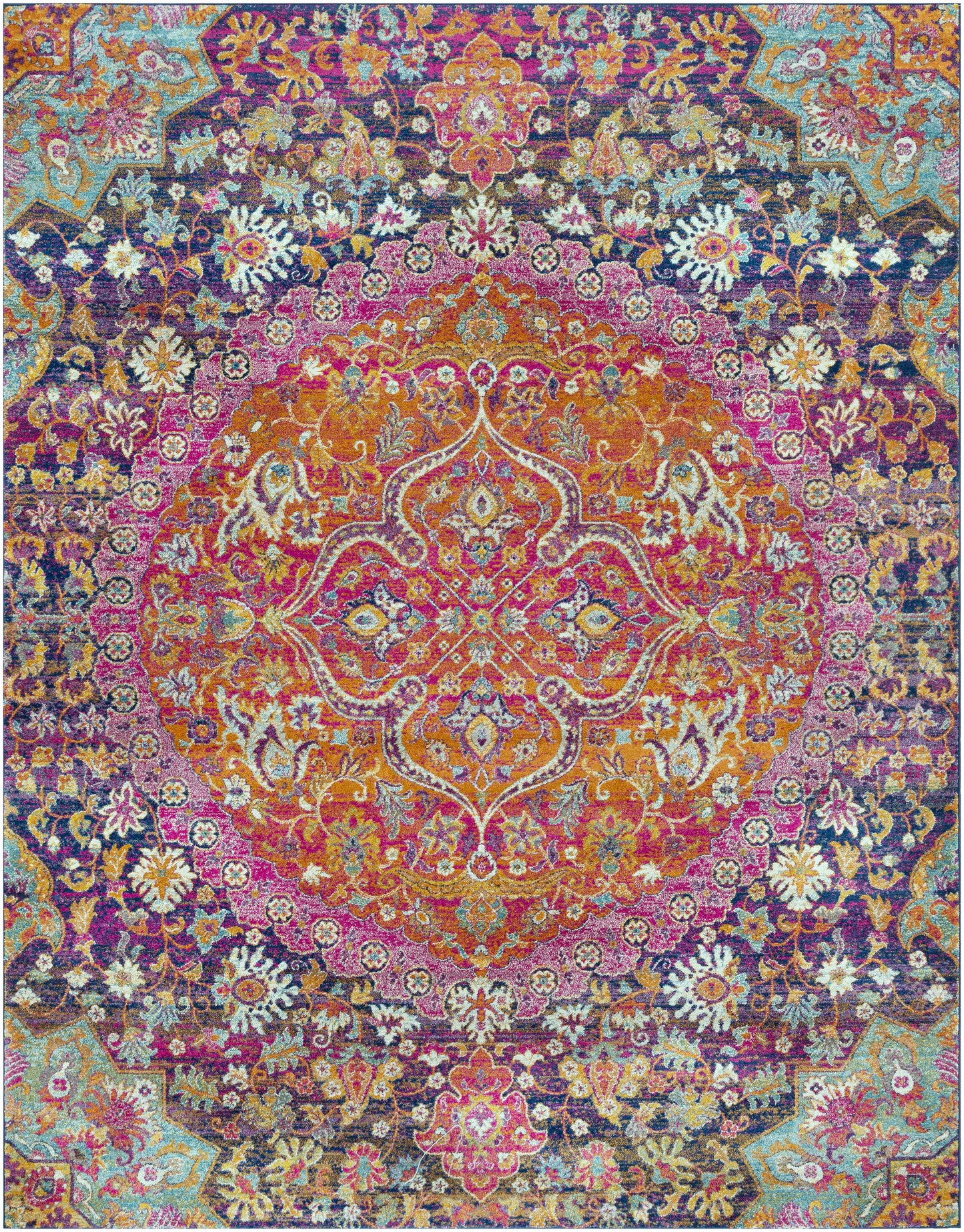 Burnt Orange Ojus Area Rug - - Rugs