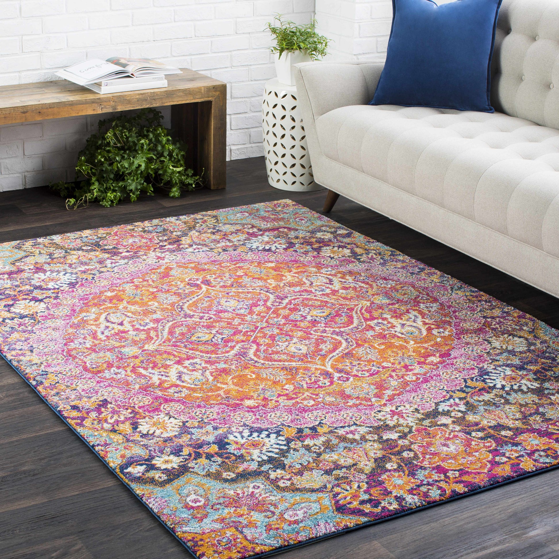 Burnt Orange Ojus Area Rug - - Rugs