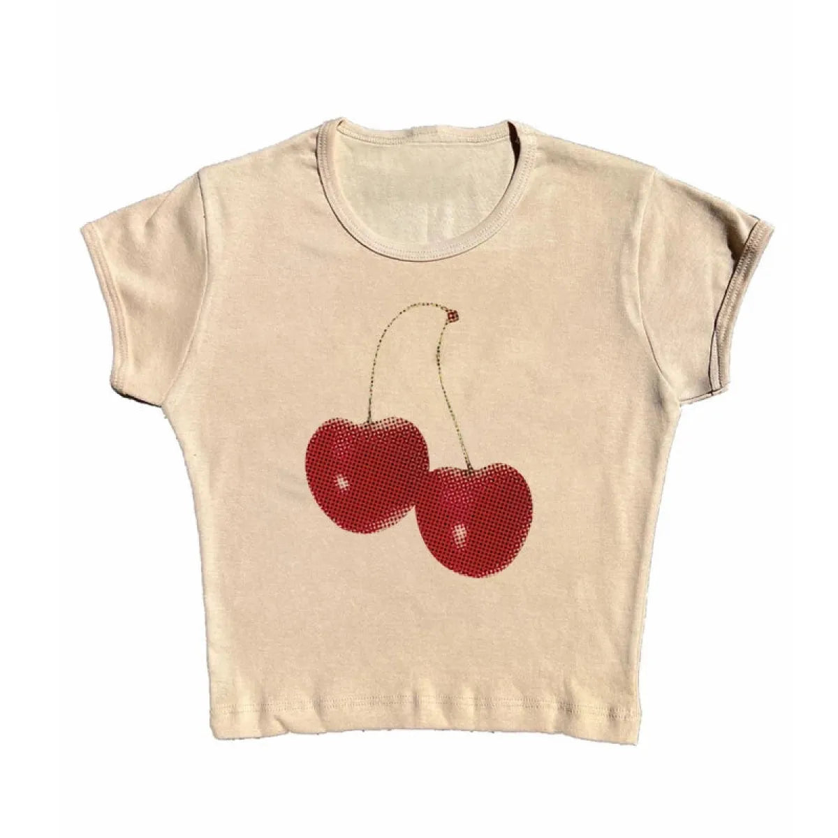 Harajuku Cherry Graphic Print T-Shirt - Green -