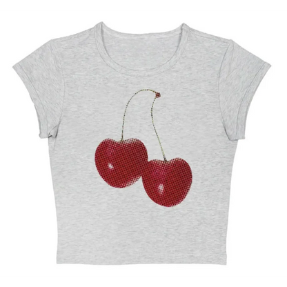 Harajuku Cherry Graphic Print T-Shirt - -