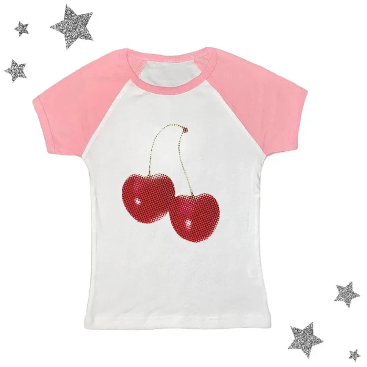Harajuku Cherry Graphic Print T-Shirt - Khaki -