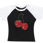 Harajuku Cherry Graphic Print T-Shirt - Orange -
