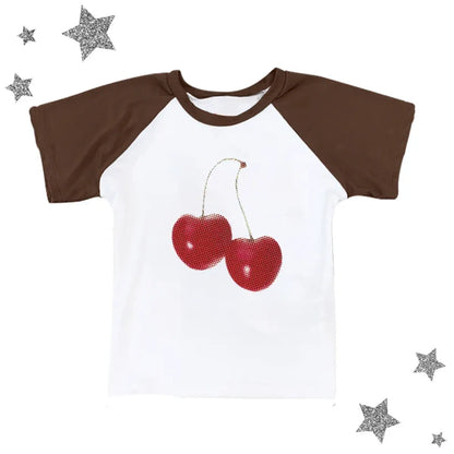 Harajuku Cherry Graphic Print T-Shirt - -
