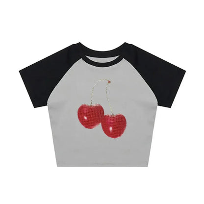 Harajuku Cherry Graphic Print T-Shirt - -