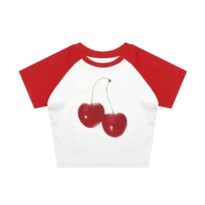Harajuku Cherry Graphic Print T-Shirt - -